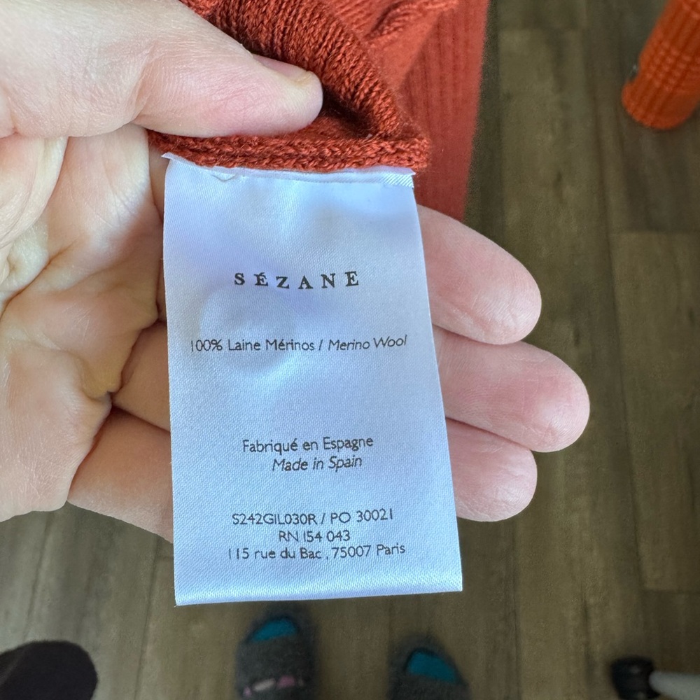 Sezane Brick Red Ribbed Cardigan - Picture 4 of 4